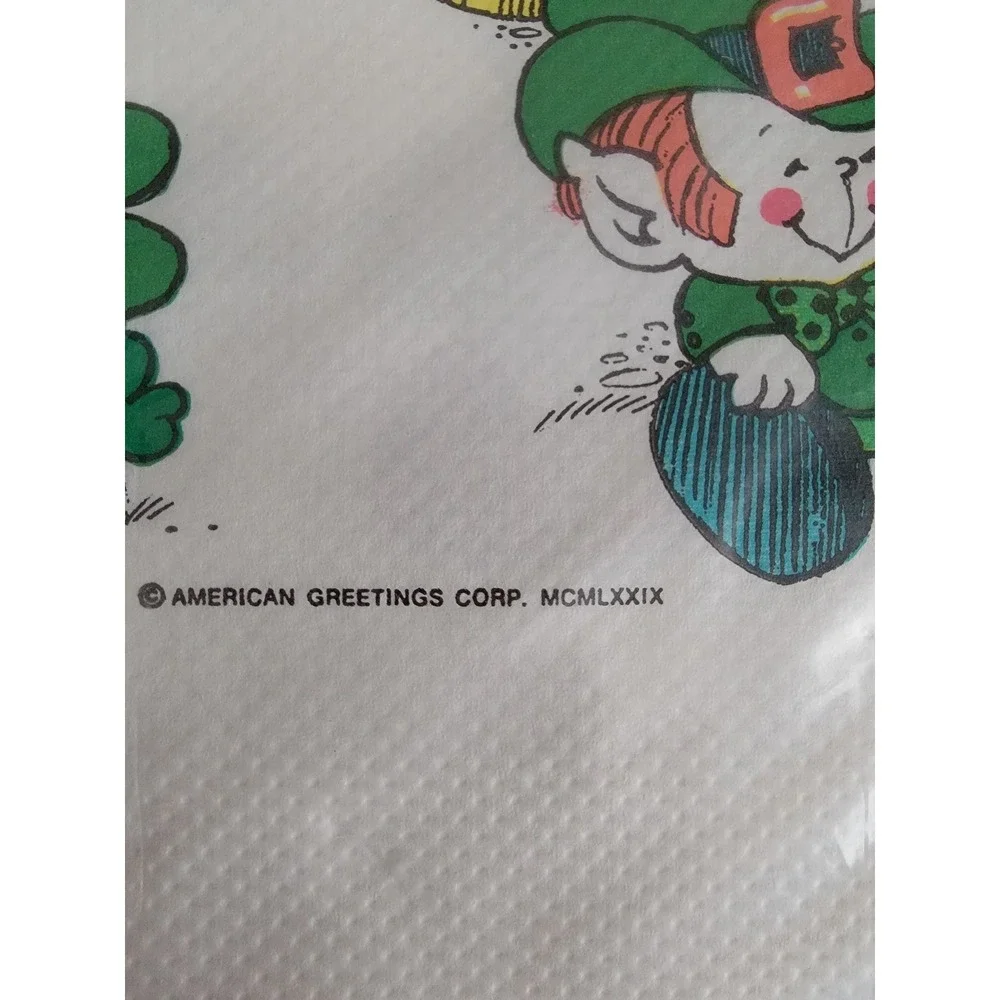 Vintage 1979 American Greetings St‎ Patricks Day Tablecover Leprechaun 54x96 NEW